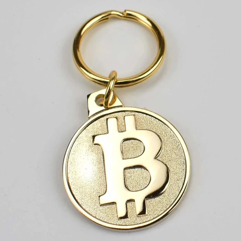 2 цвета античный латунный и позолоченный 25 мм Биткоин монета брелок Бит
