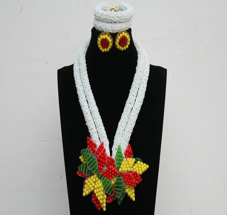 Gorgeous Christmas Costume African Beads Jewelry Set Nigerian Wedding Crystal Necklace Party Bride Jewellery Gift | Украшения и