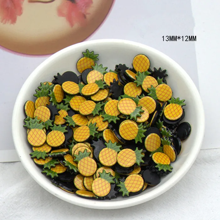 Pineapple 10 шт. Акриловые Плоские с оборота полимерные Мультяшные плоские кавайные фруктовые кабошоны серьги ювелирные изделия Аксессуары для рукоделия украшения Декор - Цвет: Pineapple