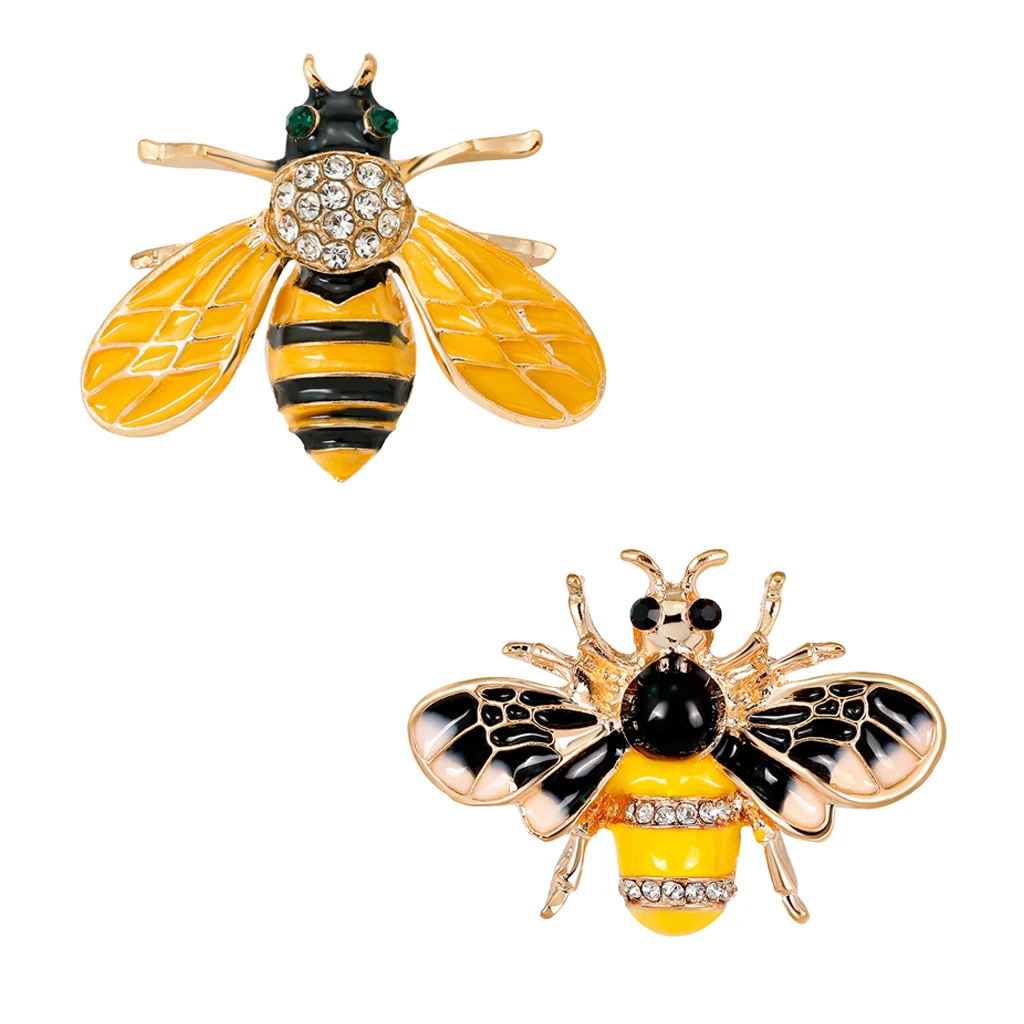 2 шт. милый Honeybee с горным хрусталем мощеная жучка брошь в виде насекомого