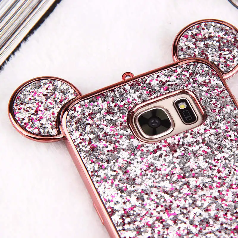3D Minnie Mickey Mouse Ears Case For Samsung Galaxy S10 S9 S8 Plus S7 S6 Edge Lite Soft Bling Glitter Cover Phone Bags Coque |