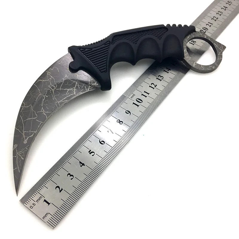 Gray Crack Blade Нож Karambit CS GO с фиксированным лезвием, никогда не выцветает, контр страйк, бои, коготь, ножи для выживания, кемпинга, EDC, косплей, инструменты - Цвет: Gray Crack Blade