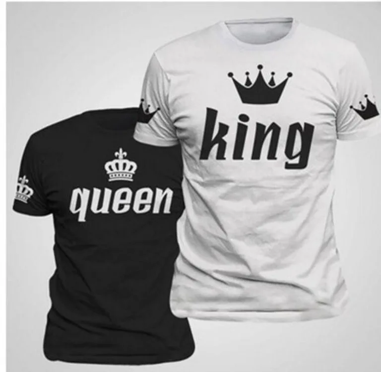 Футболка king queen женская рубашка плюс размер одежда для пары готика Харадзюку Топы