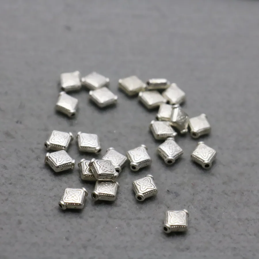 10PCS Rhombus Alloy separate beads Jewelry Making DIY Findings components Silver-plate Hardware Metal Fittings Accessory 9*10mm | Украшения