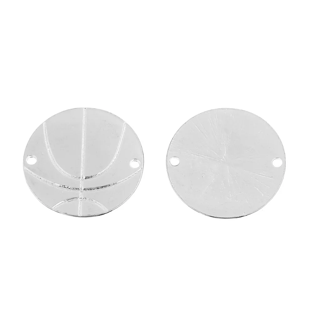 Дорин Box цинкового сплава на основе Баскетбол Круглый Кулон серебро Золотой Цвет