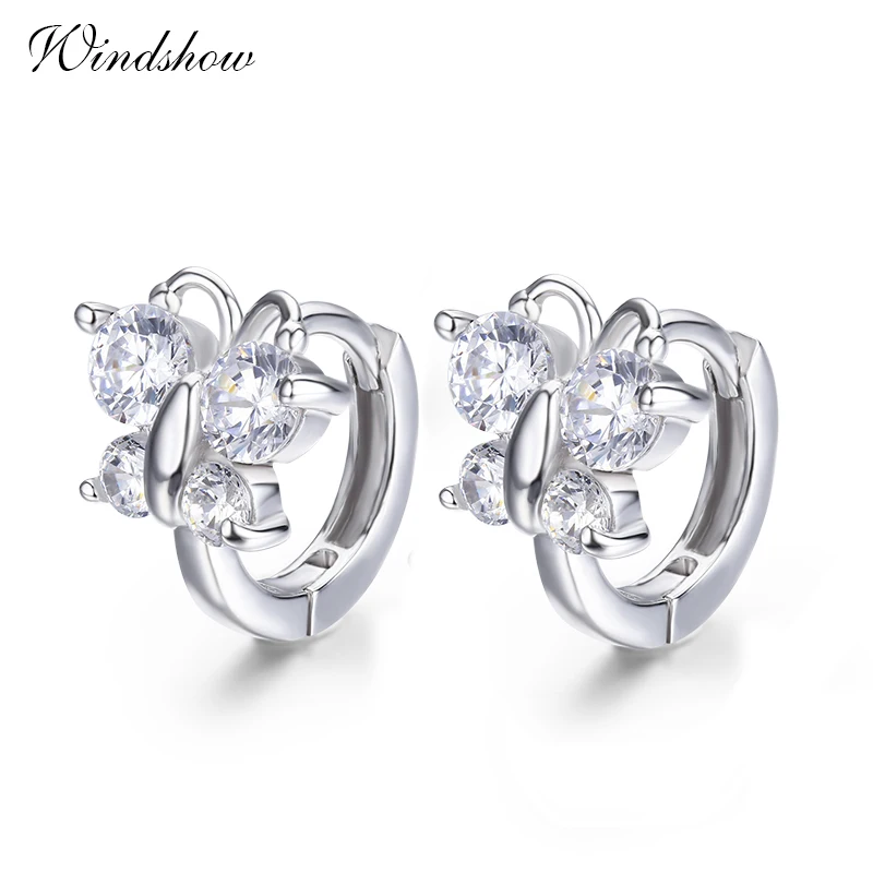 Серьги кольца из серебра 925 пробы с фианитом 3 цвета|hoop earrings|huggie hoop earringsearrings earrings |