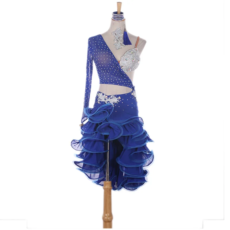 Женский длинный костюм для латиноамериканских танцев|latin dance costumes|latin danceorange dress |