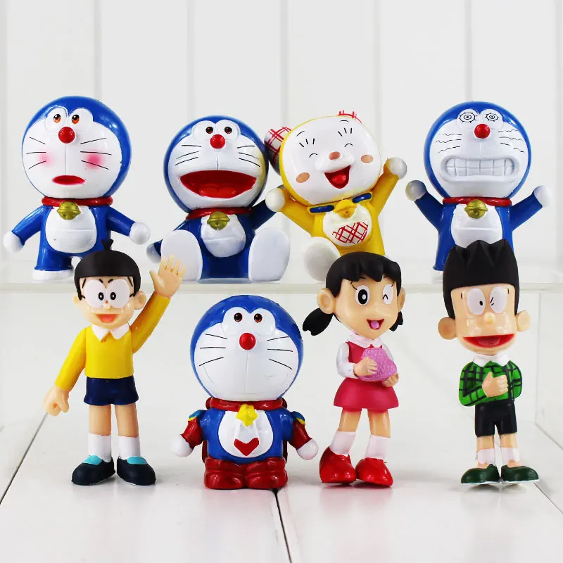 8 шт./лот Doraemon Nobita Nobi фигурка куклы Shizuka Minamoto Takeshi ПВХ игрушка Коллекционная модель