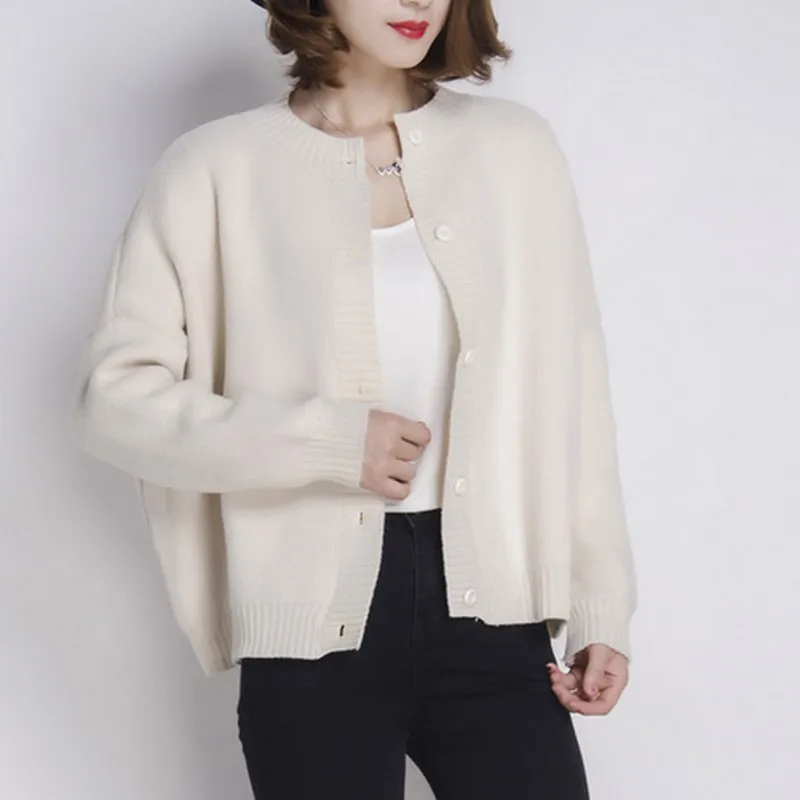 Exotao однобортный кардиган для женщин Свободные Однотонный свитер пальто