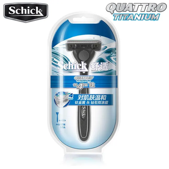 1 Бритва+ 5 лезвий набор Schick Quattro титановые Лезвия набор для всех бритв Quattro серии