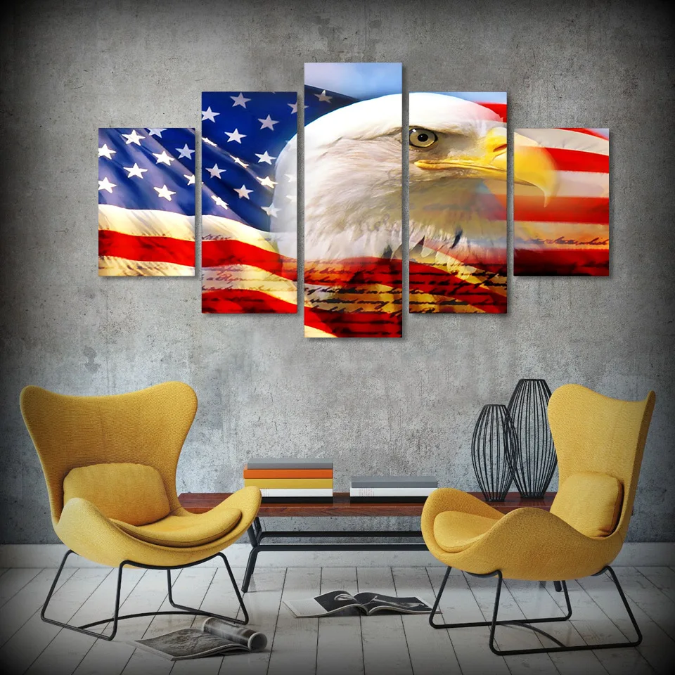 5 шт. Холст Искусство флаг орла США печатная Настенная картина домашний декор