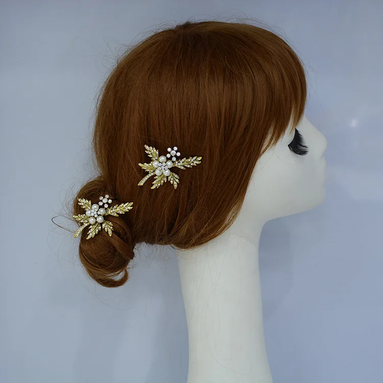 SLBRIDAL великолепные винтажные золотые стразы жемчужины цветок лист свадебные