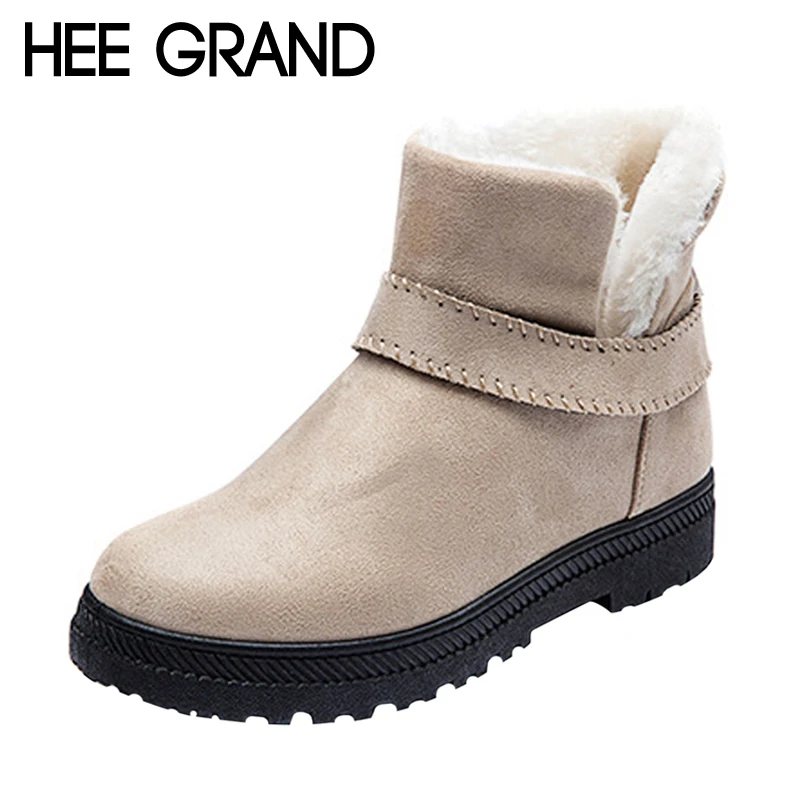 HEE GRAND/2017 Зимние ботильоны женские теплые однотонные модные зимние на платформе
