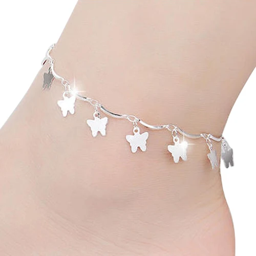2015 New Fancy Stylish Women's Silver Plated Butterfly Stars Bell Charms Anklet Bracelet Foot Chain 5K59 | Украшения и