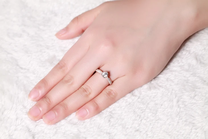 ZOCAI Aphrodite 0 50 CT CERTIFIED H/SI основной алмаз с 30 Ct сторона алмазное обручальное кольцо 18K