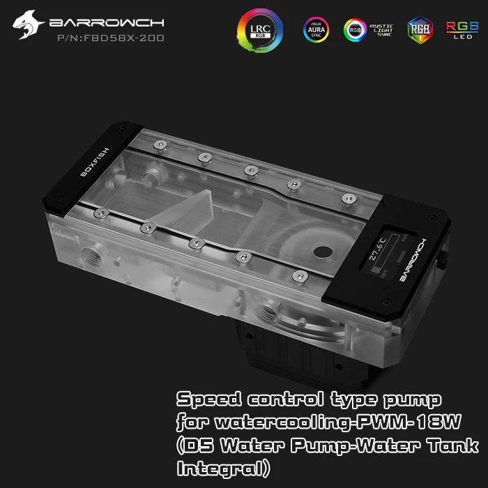 Насос Barrowch FBD5BX PWM 18 Вт с цифровым дисплеем и сочетанием резервуаров серия Box Fish D5