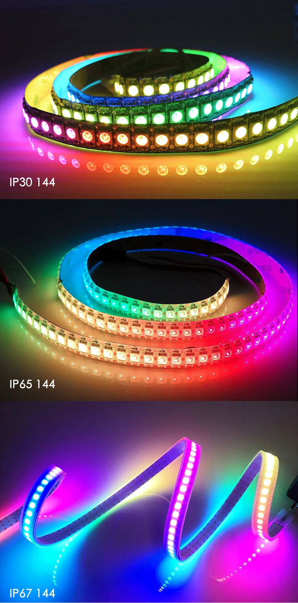 WS2812B Светодиодные ленты DC 5V 30/60/144 светодиодный s RGB умный прибор приемно-пикселей чёрно-белые печатные платы WS2812 IC 50 см 1 м 2 м 3 м 4 м 5 м 17Key бар КТВ