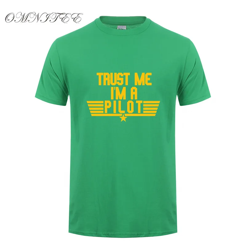 as picture Omnitee Trust Me I'm A Pilot Футболка мужская короткий рукав хлопок Самолет футболки для водителя Мужская одежда Camisetas рубашка OT-737 - Цвет: as picture