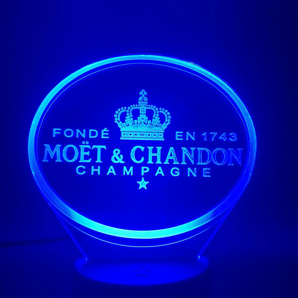 Moet Et Chandon 3d светодиодный Ночной светильник, подарок для клиентов, друзей, детский Ночной светильник, Usb или на батарейках, Офисная декоративная лампа 3D