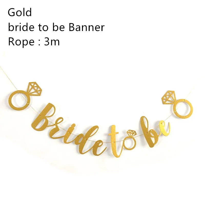 Gold Banner Розовое золото буквы "Bride to be" шар Mr Mrs Свадебные украшения кольцо с бриллиантом для воздушных шаров, девичник принадлежности для вечеринки-девичника - Цвет: Gold Banner