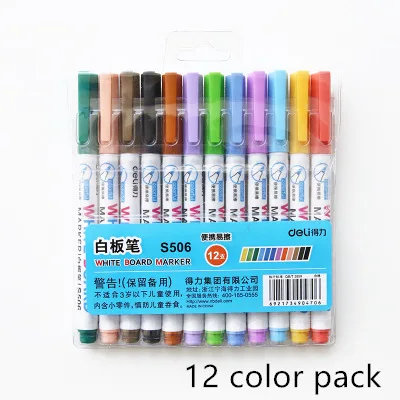 12 color set 12 цветов, белая доска, маркер, набор, стирающаяся ручка для белой доски для металла, стеклокерамики, канцелярские принадлежности, офисные чертежные школьные принадлежности A6759 - Цвет: 12 color set