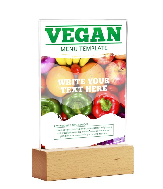 

Acrylic Wooden Paper Menu Label Holder Table Desk Sign Label Price Tag Card Display Stand Poster Photo Frame A5 Thick Wood Base