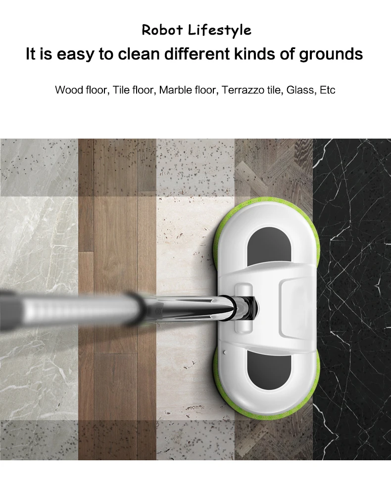 F528A Handheld Corless Electric Floor Mop Water Spay Mop Wiper Washer Floor Waxer LED Light