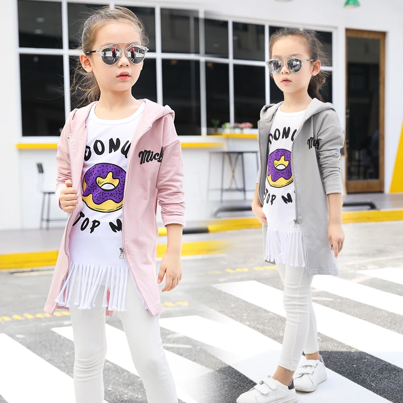 Детская одежда однотонная мультяшная Одежда для девочек на весну и осень новинка
