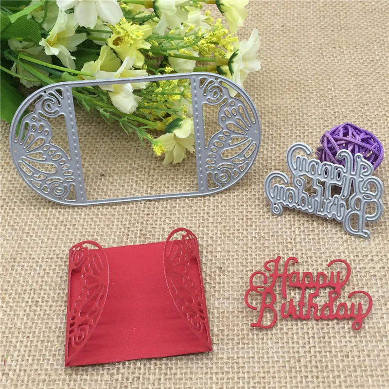Металлическая рамка для карт бабочек с днем рождения Трафаретный Скрапбукинг