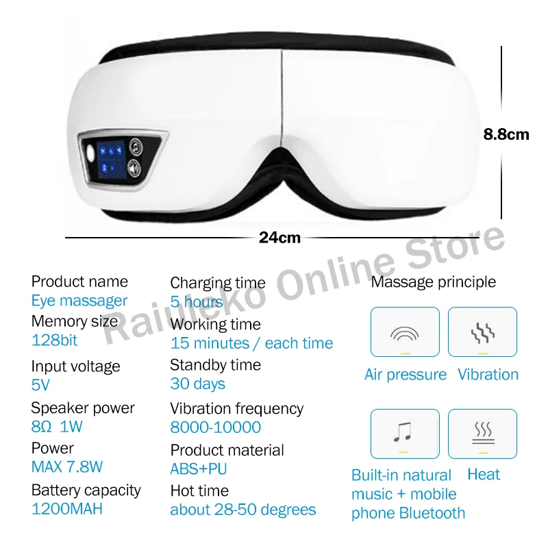 Массажер для глаз 4D с поддержкой Bluetooth акупунктуры массажа вибрации горячего