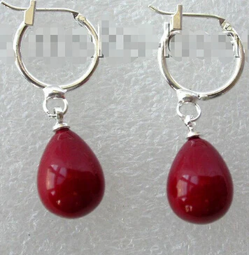 Потрясающие большие 15 мм красные жемчужные серьги с морской ракушкой прекрасные