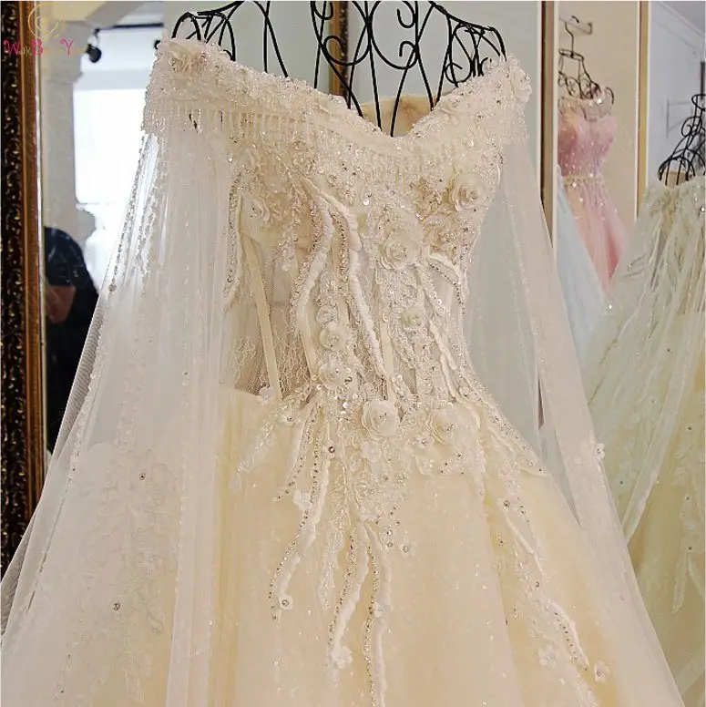 Шампанское Walk Beside You белые свадебные платья цвета шампанского vestido de noiva размера плюс бальное платье Роскошные кружевные аппликации собора поезд невесты - Цвет: Шампанское