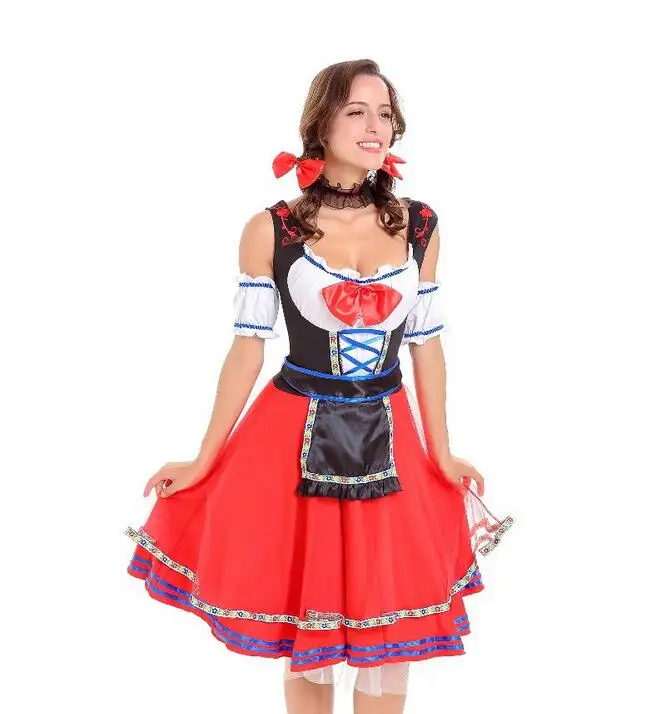 Новинка 2017 Женский костюм на Октоберфест Баварская пивная девушка платье Drindl