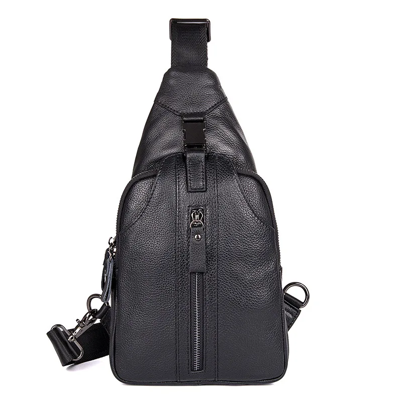 

Nesitu High Quality Black Coffee Real Skin Genuine Leather Women Men Chest Bags Female Male Messenger Bag for mini ipad M4007