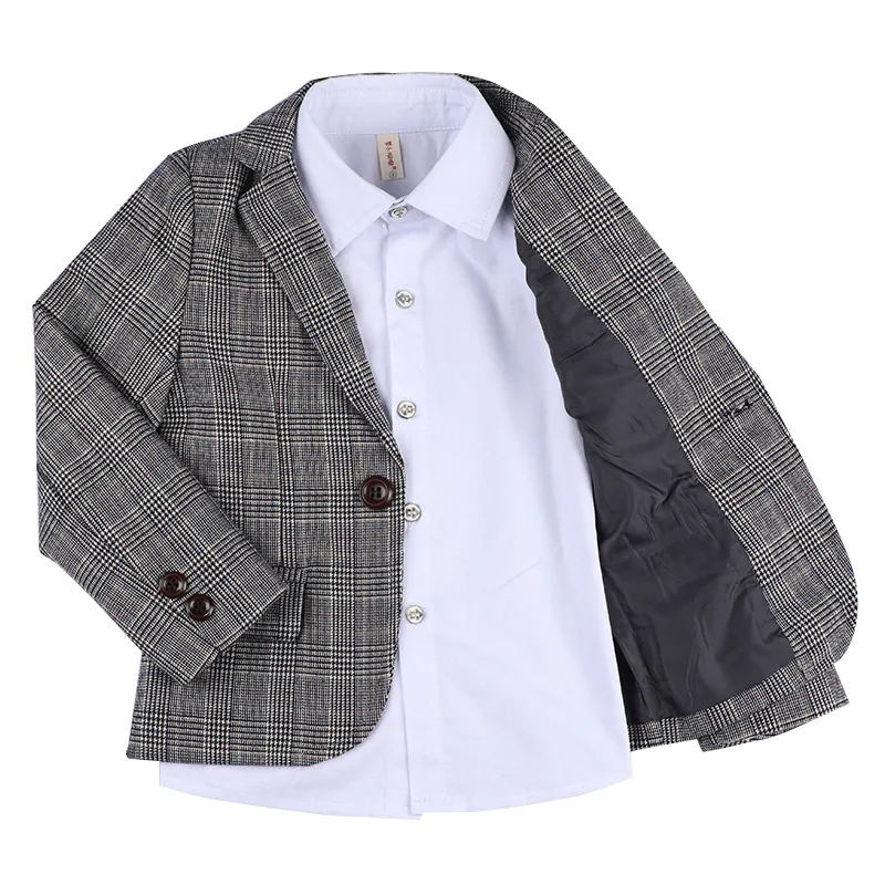 3 шт. клетчатые костюмы для мальчиков Блейзер жилет и брюки|Блейзеры| |