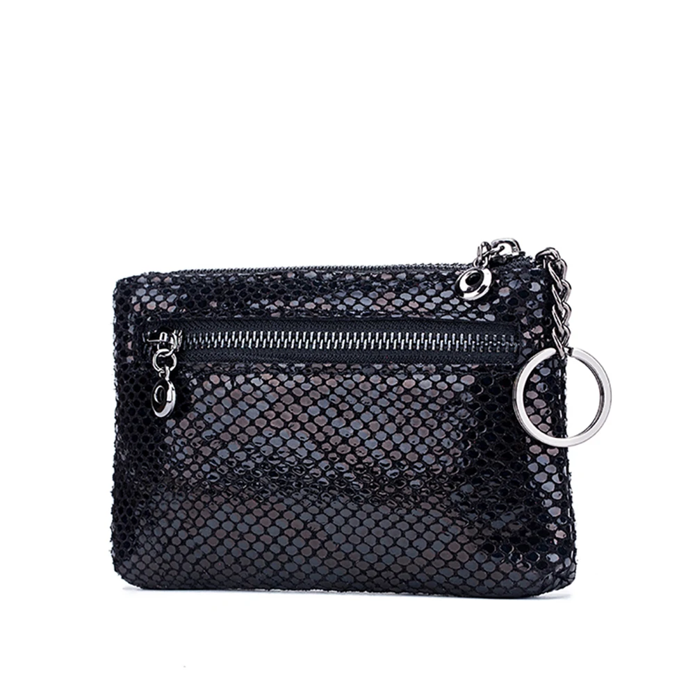 Snake Skin Pattern Metal Bee Accessory Zipper Coin Change Bag 2020 New Fashion Genuine Leather Multi-layer Soft for Ladies | Багаж и сумки