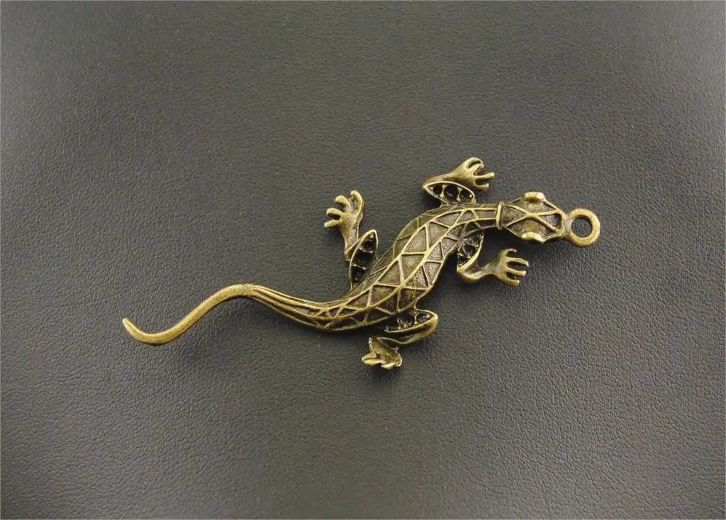 5 шт. античная бронза/серебро настенные Подвески «ящерица» Gecko Шарм для DIY ювелирных изделий