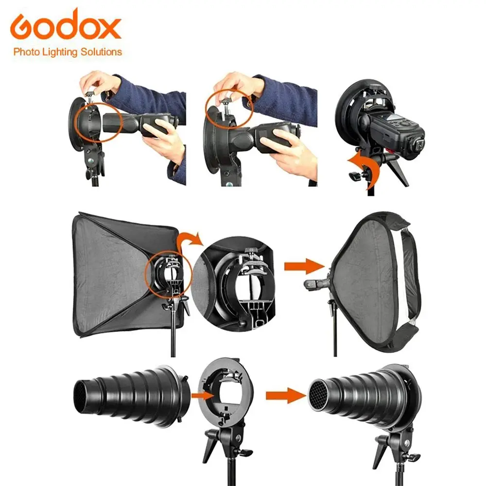 Godox V860ii фотовспышка Камеры Вспышка + s-тип кронштейн Bowen держатель с 80x80 см