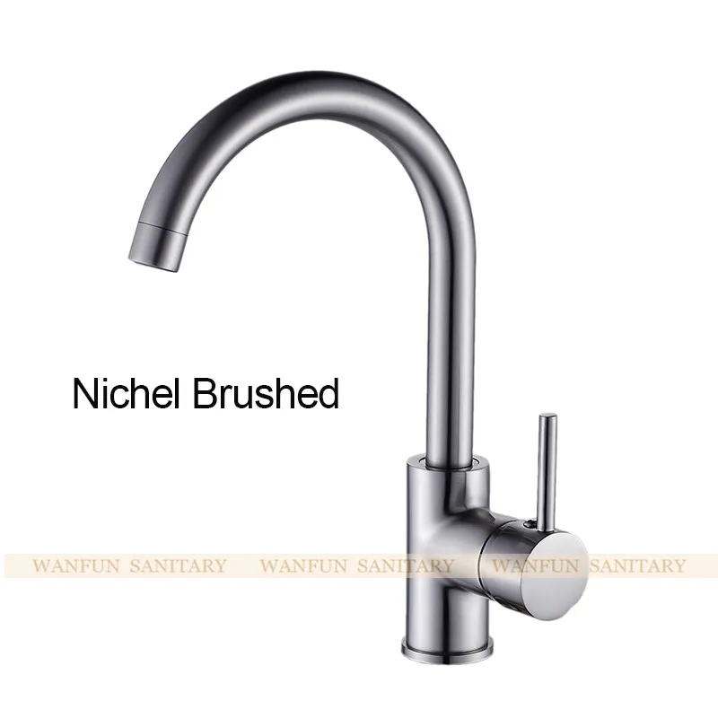 Nichel Brushed Кухонные смесители черного цвета, вращающийся медный кран, кухонный кран для раковины, латунные краны для горячей и холодной воды, кухонный смеситель 7114R - Цвет: Nichel Brushed