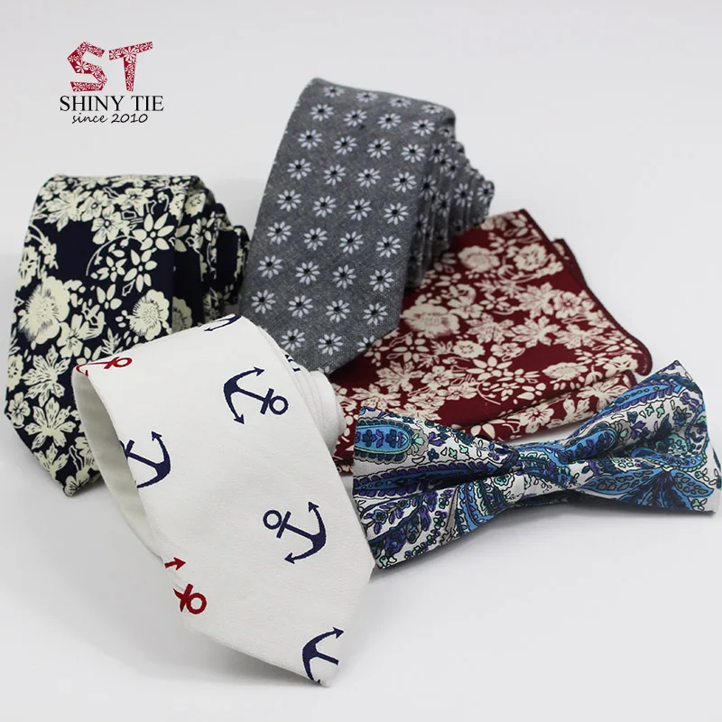 Хлопок печатных тощий галстук набор и много элегантный красивый цветок цвета