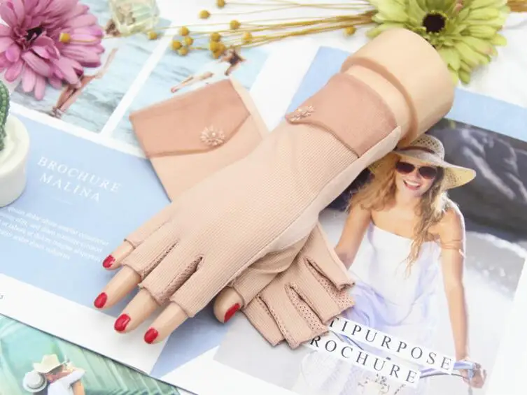 Женские перчатки для вождения без пальцев с защитой от ультрафиолета на весну и