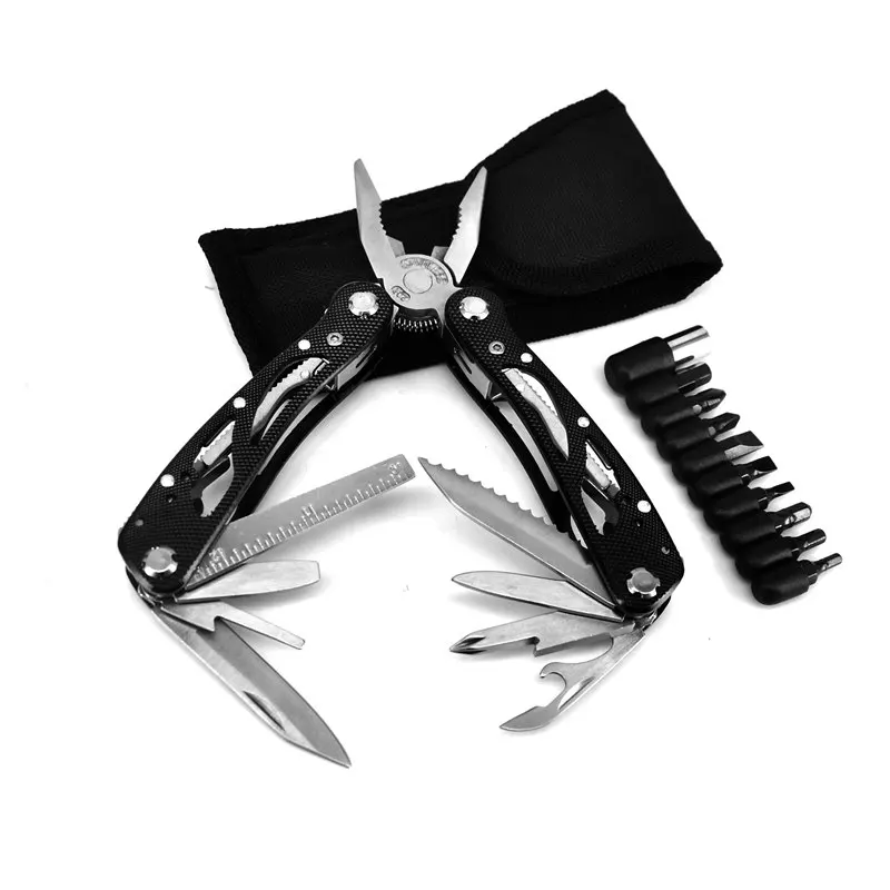 MT6252-Black Многофункциональные складные многофункциональные плоскогубцы DIY для выживания, скалолазания, карманный нож, плоскогубцы, инструмент для обжима, ножевой кабель, резак - Цвет: MT6252-Black