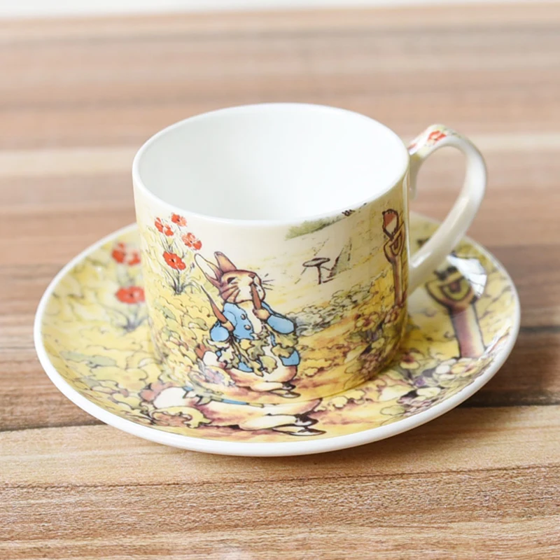Европейская кофейная чашка Bone China блюдце с мультяшным изображением кролика
