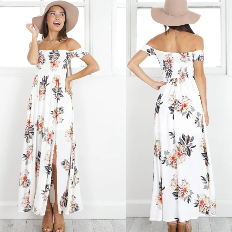 Летняя Новинка 2017 г. бандо с открытыми плечами Стиль пляжное платье пикантные Для