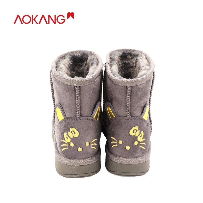 Женские ботильоны до середины икры AOKANG теплые однотонные короткие с плюшевой