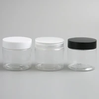 30pcs 60gempty clear frost clear plastic round cream lotion jar bottle with black white lids screw cap 60ml cosmetic containers