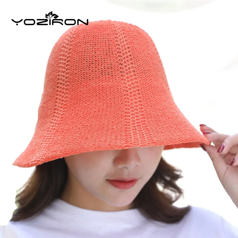 Соломенная Кепка женская летняя вязаная оранжевая | Аксессуары для одежды