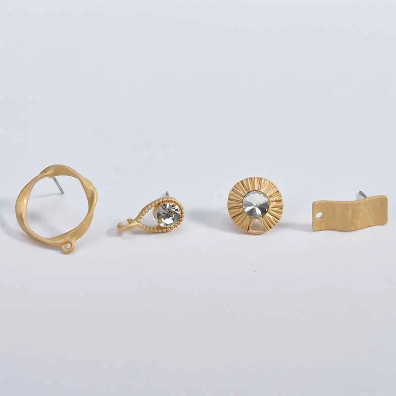 Retro Asian gold geometric joker embossed round water drops DIY ear earrings accessories in Europe and America 6 pieces | Украшения и