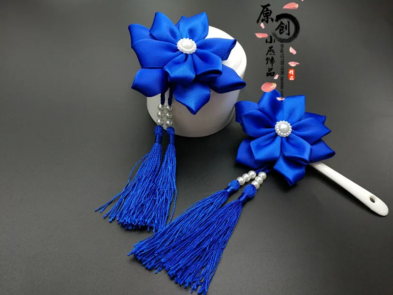 Японский винтажный ручной работы сакура красный/синий Гейша заколка для волос