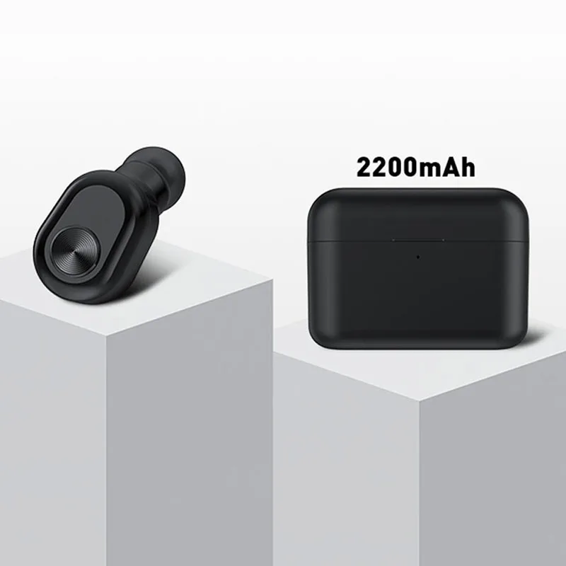 BL-1 TWS настоящие Беспроводные наушники мини-Ушная гарнитура стерео Bluetooth наушники беспроводные наушники с 2200 мАч коробкой - Цвет: Black